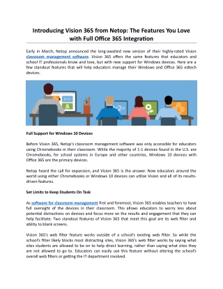 Introducing Vision 365 from Netop: The Features You Love with Full Office 365 Integration