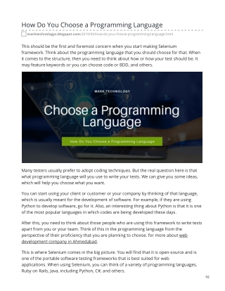 How Do You Choose a Programming Language