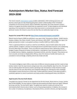 Autoinjectors Market By Type, Application, Size And Forecast 2030