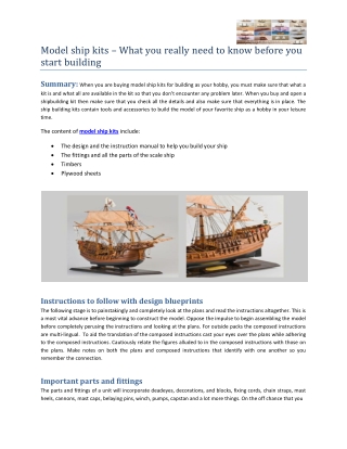 Model ship kits what you really need to know before you start building