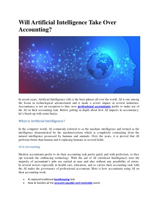 Will Artificial Intelligence Take Over Accounting?