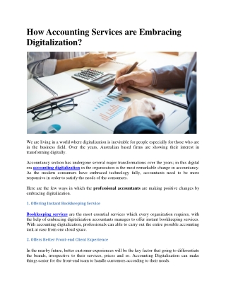 How Accounting Services are Embracing Digitalization?