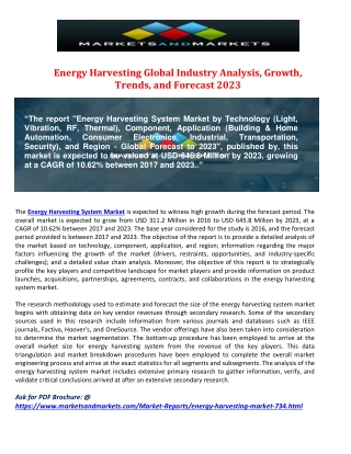 Energy Harvesting Market to Projected to Touch a Valuation of $645.8 Million by 2023