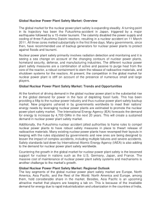 Nuclear Power Plant Safety Market - Global Industry Analysis, Size, Share, Growth, Trends and Forecast 2016 - 2024