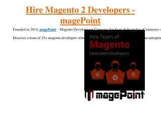 Hire Dedicated Magento 2 Developers - magePoint
