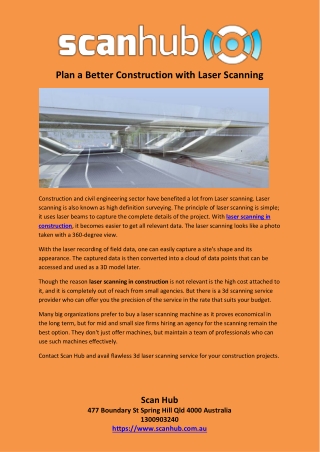 Plan a Better Construction with Laser Scanning