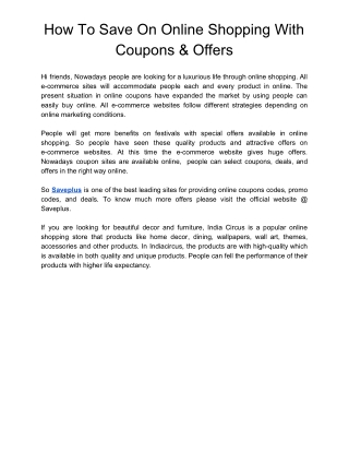 How To Save On Online Shopping With Coupons & Offers