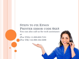 Steps to fix Epson Printer error code 0xe8