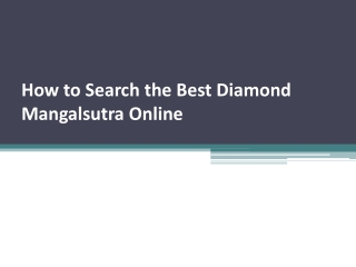 How to Search the Best Diamond Mangalsutra Online