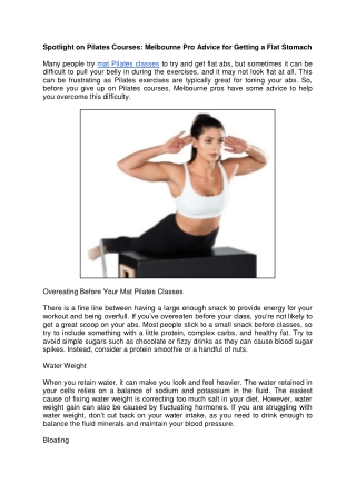 Spotlight on Pilates Courses