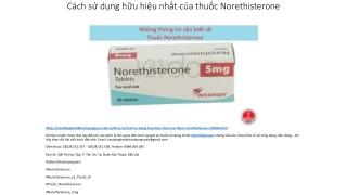 Cách sử dụng hữu hiệu nhất của thuốc Norethisterone
