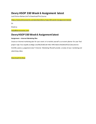 Devry HSOP 330 Week 6 Assignment latest