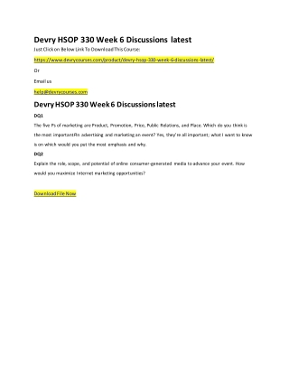 Devry HSOP 330 Week 6 Discussions latest