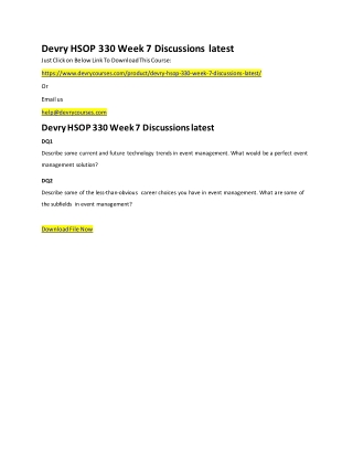 Devry HSOP 330 Week 7 Discussions latest