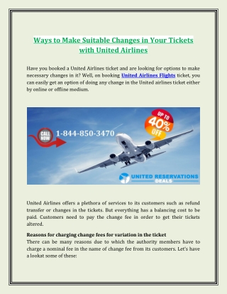 Ways to Make Suitable Changes in Your Tickets with United Airlines