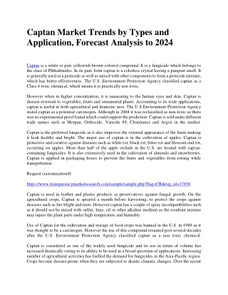 Captan Market Overview, Cost Structure Analysis, Growth Opportunities And Forecast To 2024