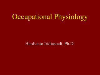 Occupational Physiology