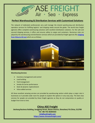 Perfect Warehousing & Distribution Services with Customized Solutions