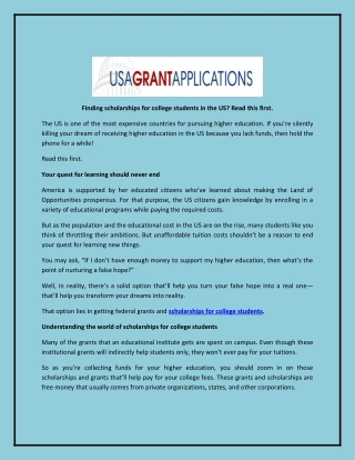 Finding scholarships for college students in the US? Read this first