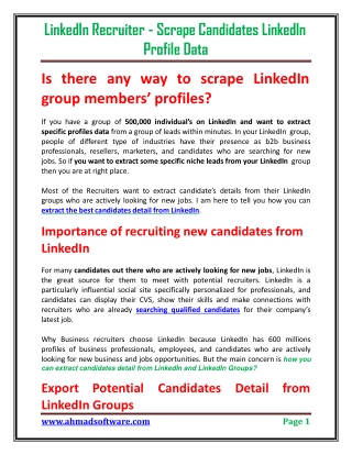 Export Potential Candidates Detail from LinkedIn Groups