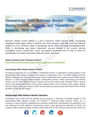Dermatology EMR Software Market In-deep Analysis and Experts Review Report 2018-2026