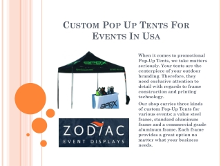 Custom Pop Up Tents For Events In USA – Zodiac Displays