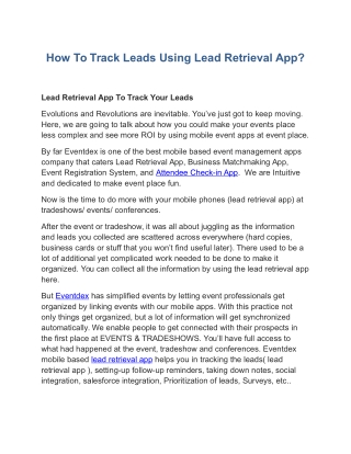 How To Track Leads Using Lead Retrieval App?