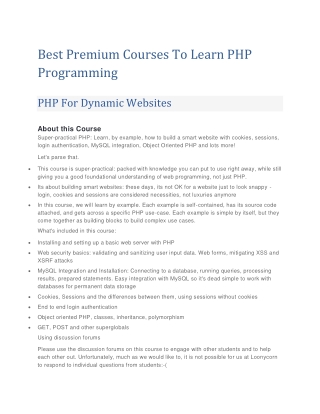 Best Premium Courses To Learn PHP Programming