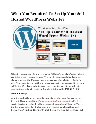 What You Required To Set Up Your Self Hosted WordPress Website?