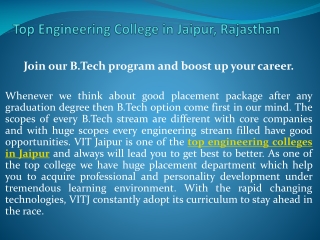 Top Engineering College in Jaipur, Rajasthan