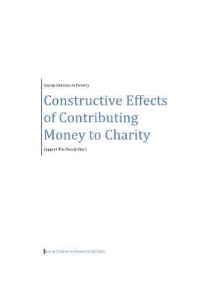 Constructive Effects of Contributing Money to Charity