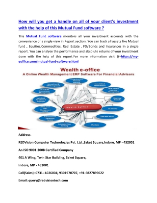 How will you get a handle on all of your client’s investment with the help of this Mutual Fund software ?