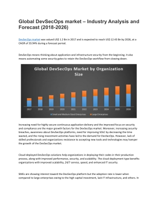 Global DevSecOps market – Industry Analysis and Forecast (2018-2026)