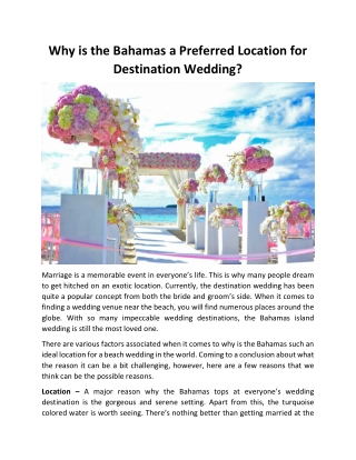 Why is the Bahamas a Preferred Location for Destination Wedding?