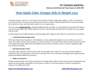 How Apple Cider Vinegar Aids In Weight Loss