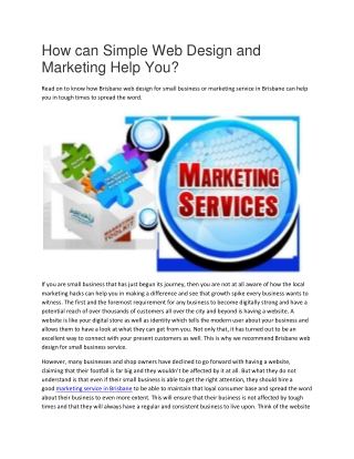 How can Simple Web Design and Marketing Help You?