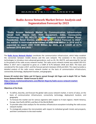 Radio Access Network Market Driver Analysis and Segmentation Forecast by 2023