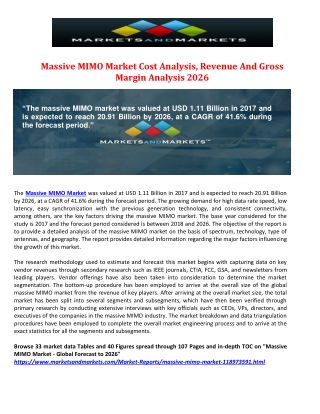 Massive MIMO Market Cost Analysis, Revenue And Gross Margin Analysis 2026