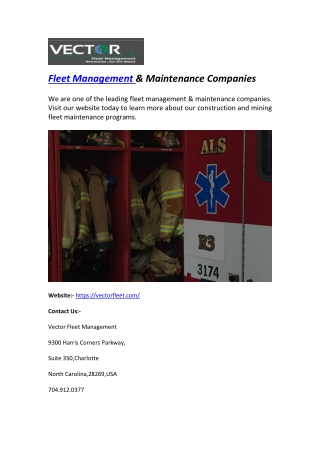Fleet Management & Maintenance Companies