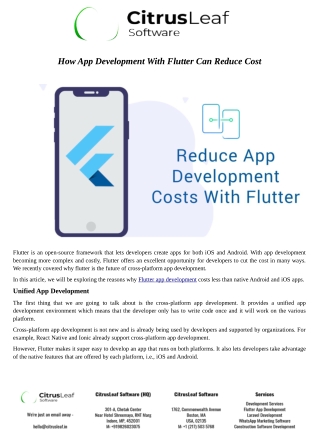 How App Development With Flutter Can Reduce Cost