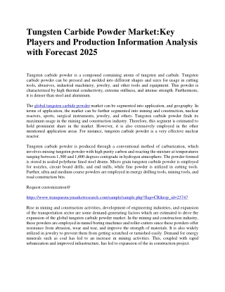 Tungsten Carbide Powder Market:Key Players and Production Information Analysis with Forecast 2025