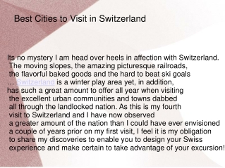 best cities to visit in switzerland