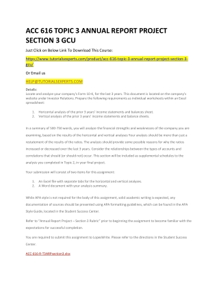 ACC 616 TOPIC 3 ANNUAL REPORT PROJECT SECTION 3 GCU