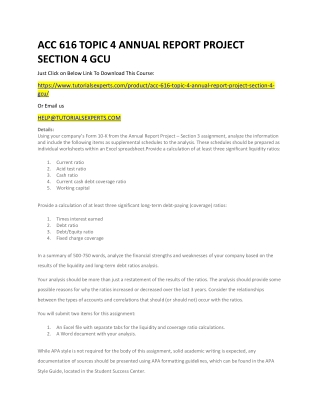 ACC 616 TOPIC 4 ANNUAL REPORT PROJECT SECTION 4 GCU