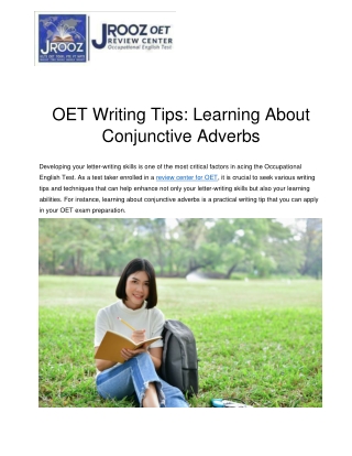 OET Writing Tips: Learning About Conjunctive Adverbs