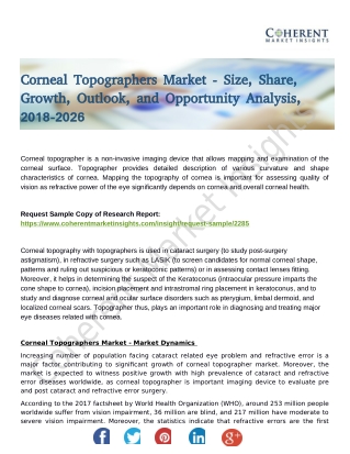 Corneal Topographers Market Research Scope Industry Chain Analysis & Opportunities 2018 to 2026 Corneal Topographers Ma