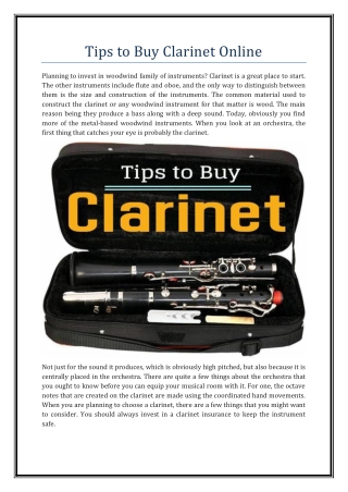 Tips to Buy Clarinet Online