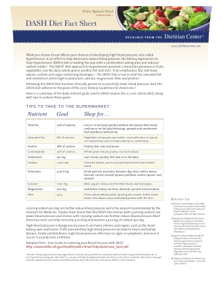 DASH Diet Fact Sheet - http://www.houstonkidneyclinic.com/