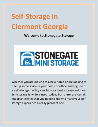 Self Storage in Clermont Georgia