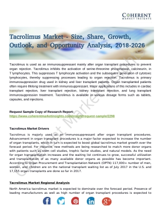 Tacrolimus Market Effect and Growth Factors Research and Projection Till 2026